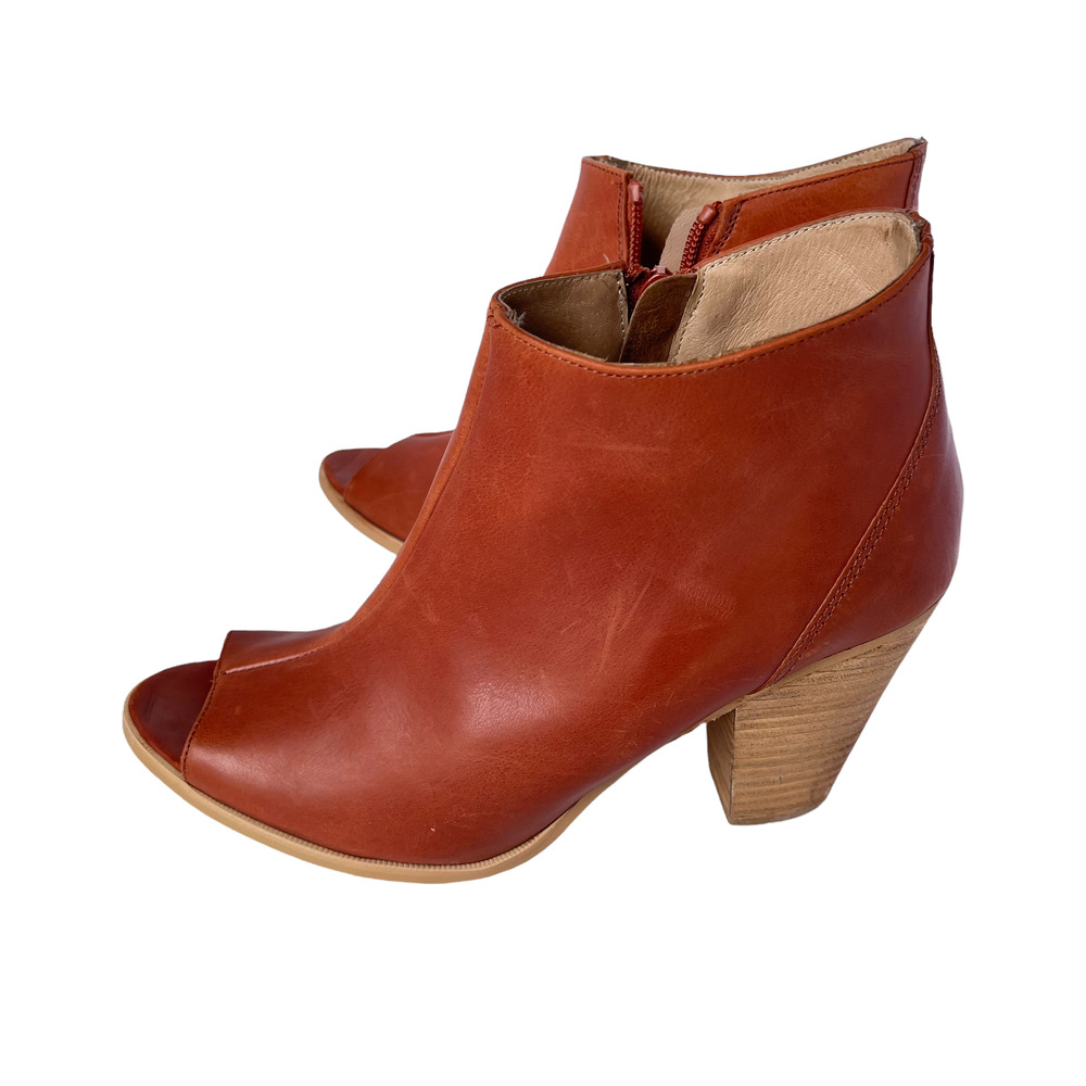 Alex + Alex Peep Toe Rust Leather Booties Women Size EU39/9 - Picture 3 of 6